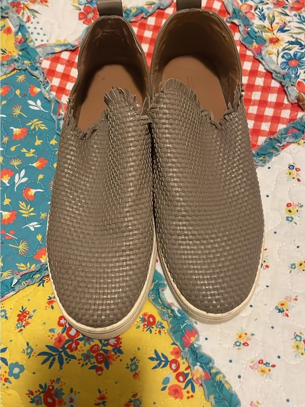 Indigo Woven Slip-On Espadrilles in Taupe